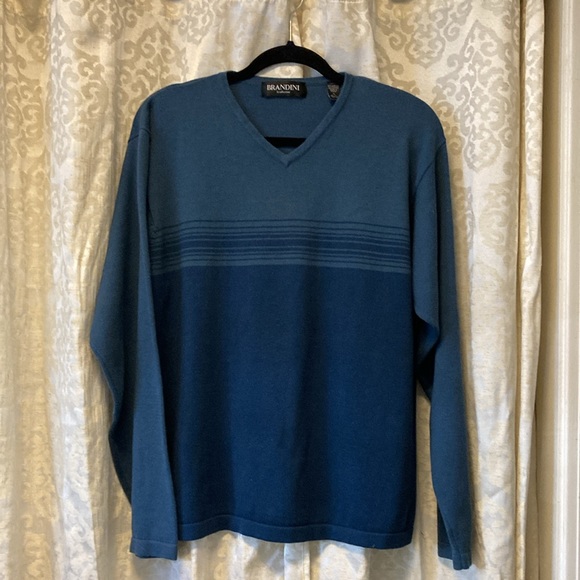 Brandini le collezion XL Classic Blue Long Sleeve V Neck - Picture 1 of 5